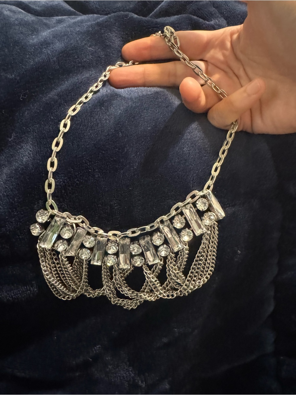 Silver-tone Chain Statement Necklace